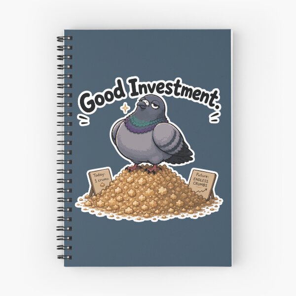 Item preview, Good Investment Funny Pigeon Bread Crumbs Cartoon Sticker designed and sold by SimplePoDesign.