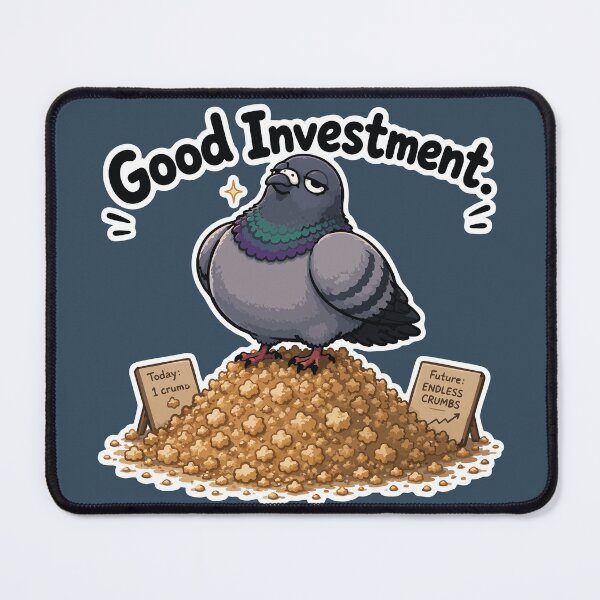Item preview, Good Investment Funny Pigeon Bread Crumbs Cartoon Sticker designed and sold by SimplePoDesign.