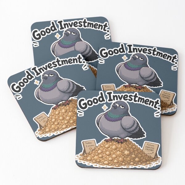 Item preview, Good Investment Funny Pigeon Bread Crumbs Cartoon Sticker designed and sold by SimplePoDesign.