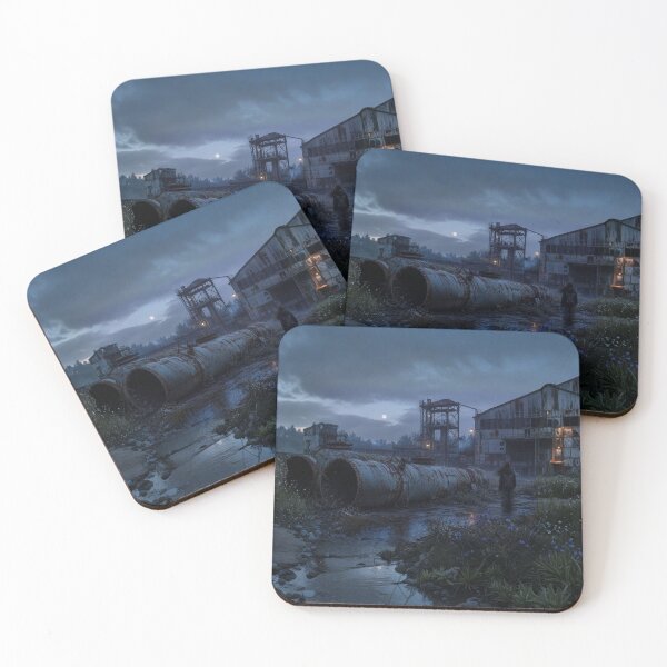 Item preview, Abandoned Industrial Ruins Dark Aesthetic Night Landscape Sticker designed and sold by mijaczeek.