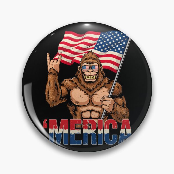 Item preview, 'Merica Bigfoot Muscular Rock On Design v15 designed and sold by DarylWelsh2024.