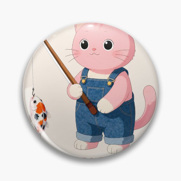 Artikelvorschau, Niedliche rosa Katze angelt einen Koi-Karpfen (Cartoon) entworfen und verkauft von BLUESKY11a.