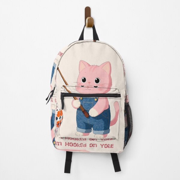 Item preview, Cute Pink Cat Fishing a Koi Fish Cartoon designed and sold by BLUESKY11a.
