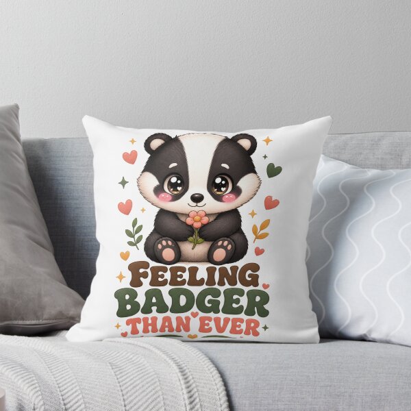 Item preview, Feeling Badger Than Ever Cute Kawaii Badger with Flower designed and sold by BoosterShop.