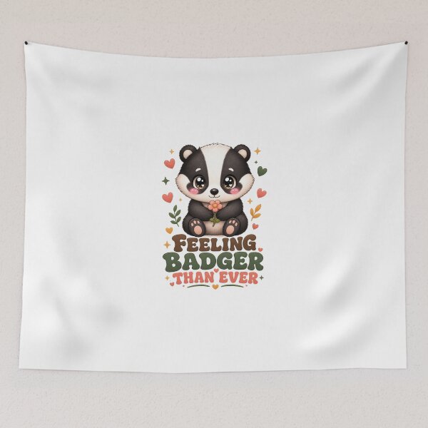 Item preview, Feeling Badger Than Ever Cute Kawaii Badger with Flower designed and sold by BoosterShop.