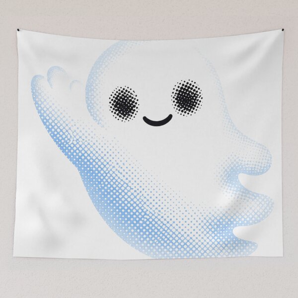 Item preview, Cute Friendly Blue Halftone Ghost Waving designed and sold by xMErCUrY03x.