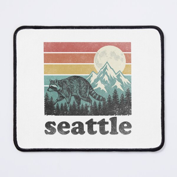 Item preview, Viral Raccoon Seattle Washington Mountains Retro designed and sold by ironicmuscle.