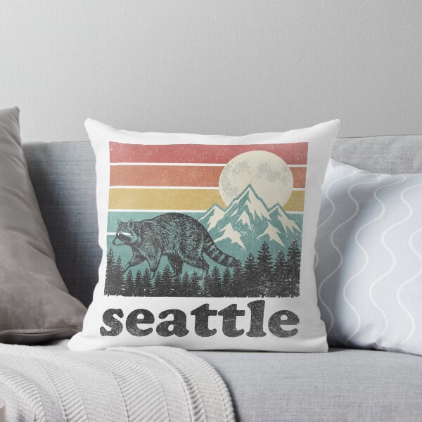 Item preview, Viral Raccoon Seattle Washington Mountains Retro designed and sold by ironicmuscle.