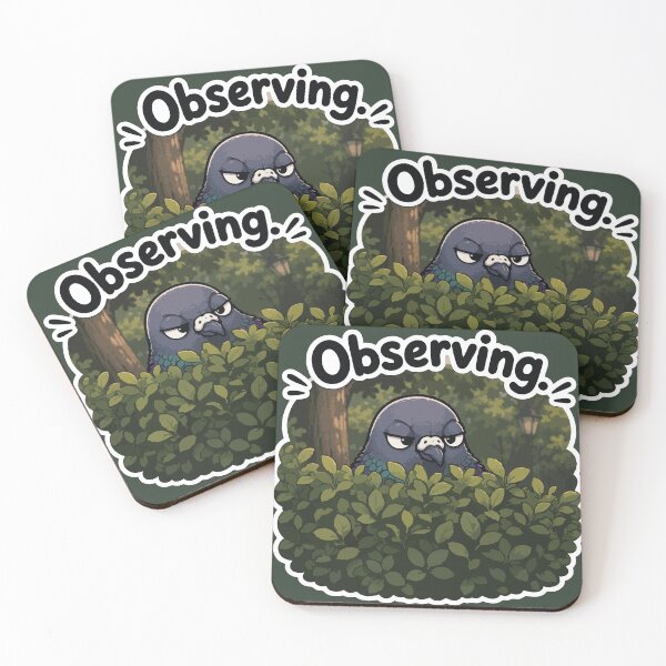 Item preview, Observing Funny Sneaky Pigeon Watching for Bread Sticker designed and sold by SimplePoDesign.