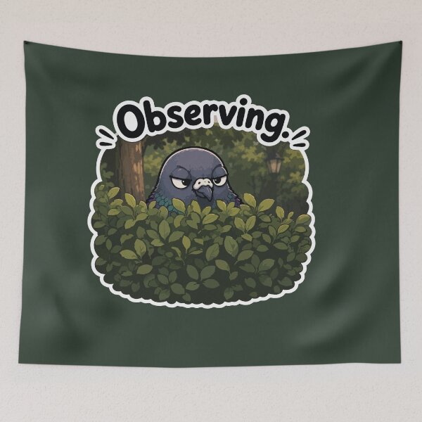 Item preview, Observing Funny Sneaky Pigeon Watching for Bread Sticker designed and sold by SimplePoDesign.