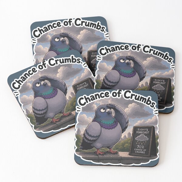 Item preview, Chance of Crumbs Funny Weather Pigeon Cartoon Sticker designed and sold by SimplePoDesign.