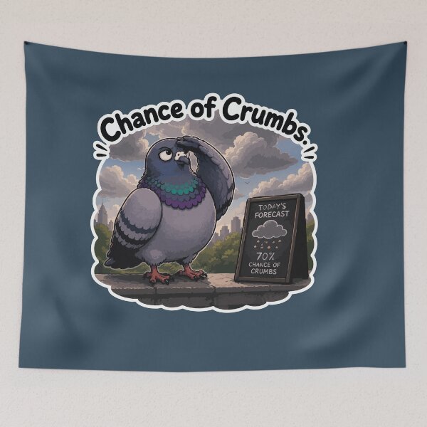 Item preview, Chance of Crumbs Funny Weather Pigeon Cartoon Sticker designed and sold by SimplePoDesign.