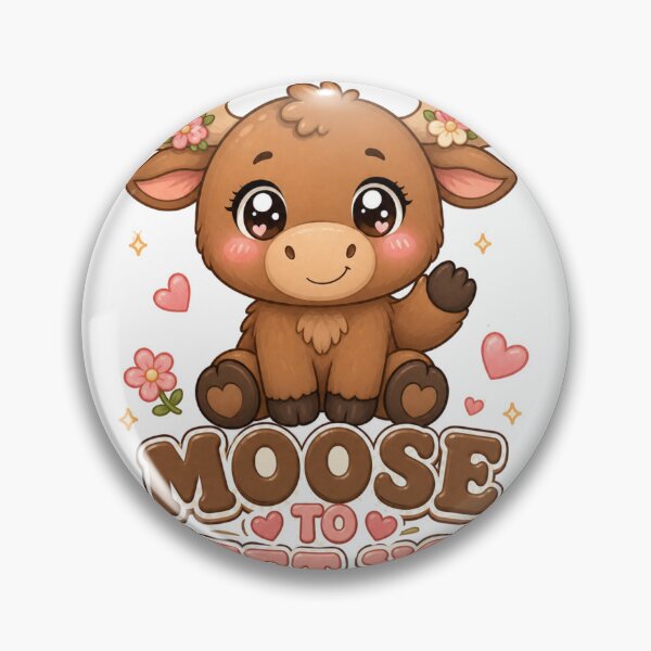 Item preview, Moose To Meet You Cute Kawaii Moose with Flowers designed and sold by BoosterShop.