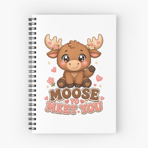 Item preview, Moose To Meet You Cute Kawaii Moose with Flowers designed and sold by BoosterShop.