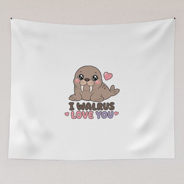 Item preview, I Walrus Love You Cute Kawaii Walrus with Hearts designed and sold by BoosterShop.