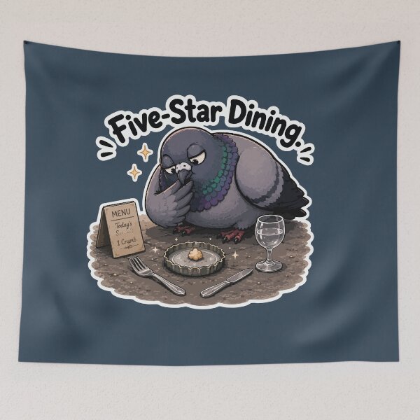 Item preview, Five-Star Dining Funny Fancy Pigeon Cartoon Sticker designed and sold by SimplePoDesign.