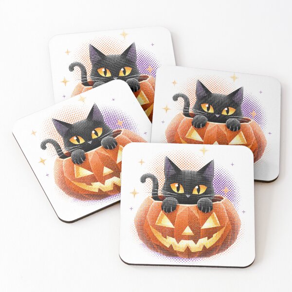 Item preview, Cute Black Cat Inside Pumpkin Halftone designed and sold by xMErCUrY03x.