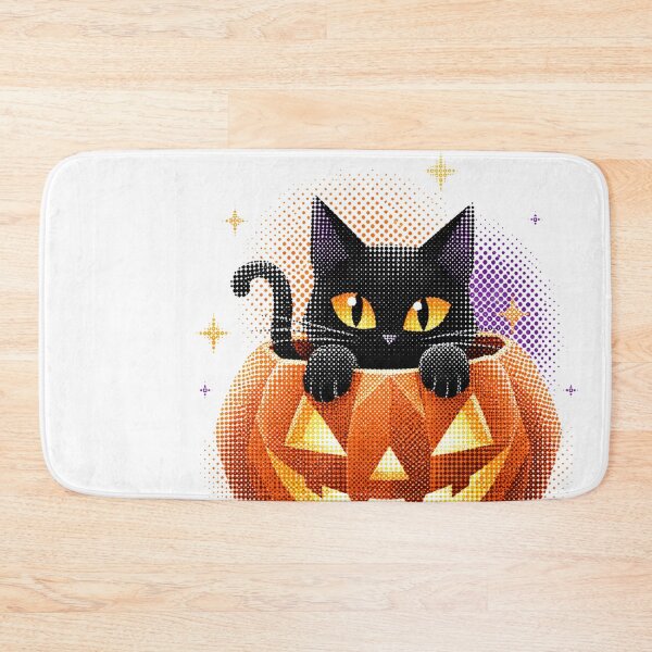 Item preview, Cute Black Cat Inside Pumpkin Halftone designed and sold by xMErCUrY03x.