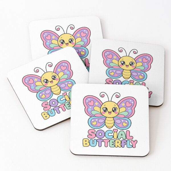 Item preview, Social Butterfly Cute Kawaii Butterfly Pastel designed and sold by BoosterShop.