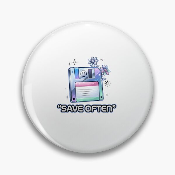 Item preview, Save Often Y2K Chrome Floppy Disk designed and sold by GoofyShopp.