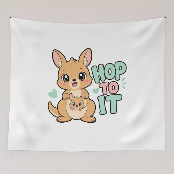 Item preview, Hop To It Cute Kawaii Kangaroo with Baby designed and sold by BoosterShop.