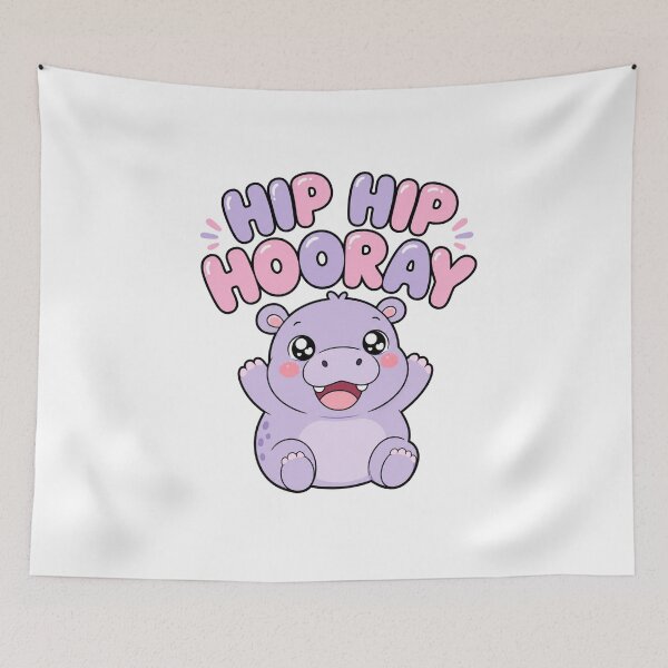Item preview, Hip Hip Hooray Cute Kawaii Hippo designed and sold by BoosterShop.