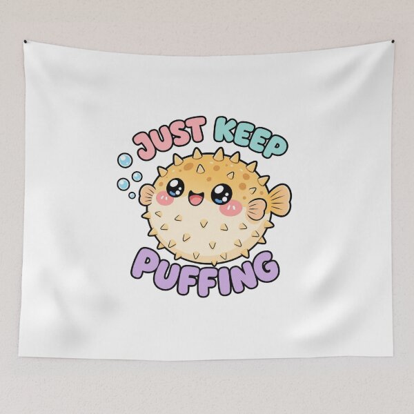 Item preview, Just Keep Puffing Cute Kawaii Puffer Fish designed and sold by BoosterShop.