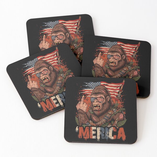 Item preview, 'Merica Bigfoot Muscular Rock On Design v15 designed and sold by DarylWelsh2024.