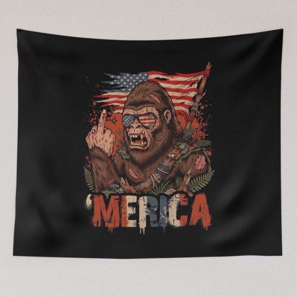 Item preview, 'Merica Bigfoot Muscular Rock On Design v15 designed and sold by DarylWelsh2024.