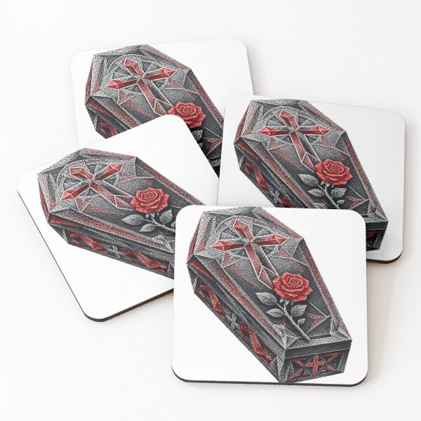 Item preview, Gothic Coffin With Red Rose Halftone designed and sold by xMErCUrY03x.