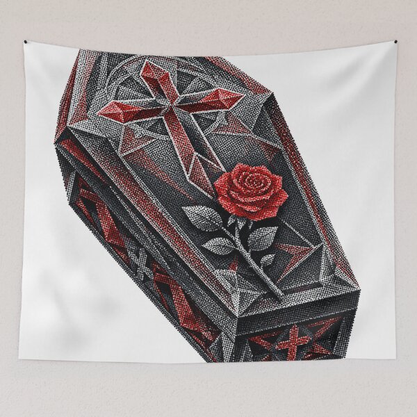 Item preview, Gothic Coffin With Red Rose Halftone designed and sold by xMErCUrY03x.