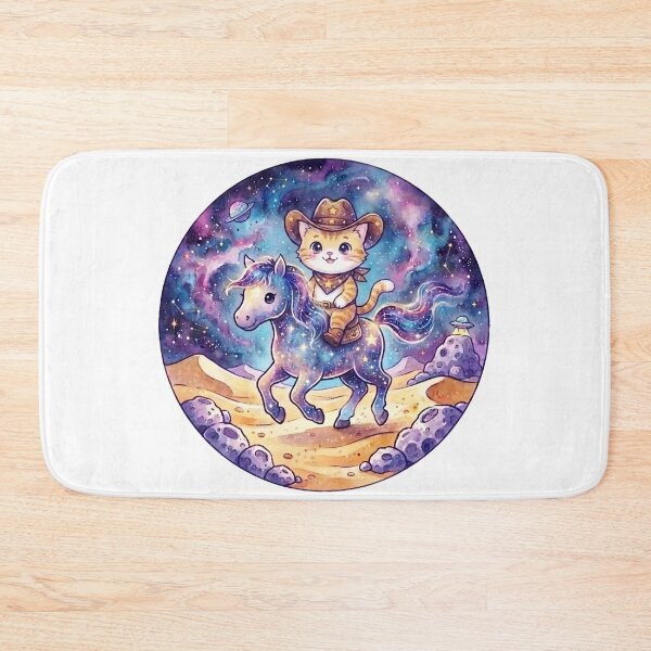 Item preview, Cute Cosmic Cowboy Cat Riding Galaxy Pony | Kawaii Space Western Animal | Fantasy Nursery Decor | Kids Gift designed and sold by Cosmic Doodle Co..