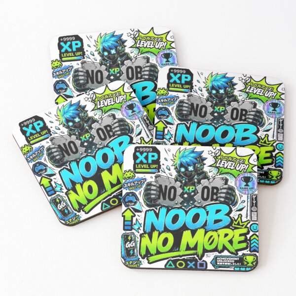 Item preview, NOOB NO MORE Gaming Sticker | Neon Cyber Gamer Graffiti Design for Gamers & Esports Fans designed and sold by Stylestickers55.