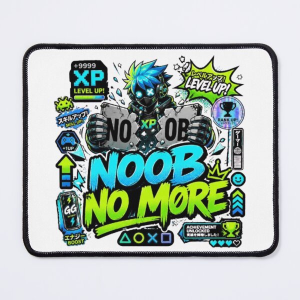 Item preview, NOOB NO MORE Gaming Sticker | Neon Cyber Gamer Graffiti Design for Gamers & Esports Fans designed and sold by Stylestickers55.