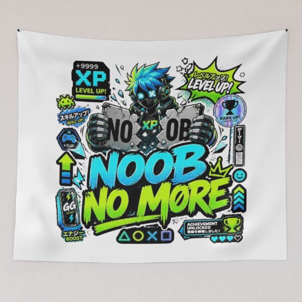 Item preview, NOOB NO MORE Gaming Sticker | Neon Cyber Gamer Graffiti Design for Gamers & Esports Fans designed and sold by Stylestickers55.