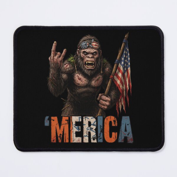 Item preview, 'Merica Bigfoot Muscular Rock On Design v16 designed and sold by DarylWelsh2024.