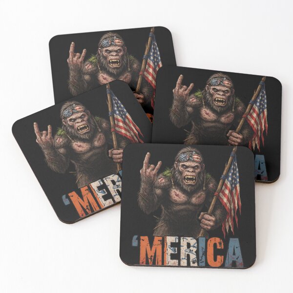 Item preview, 'Merica Bigfoot Muscular Rock On Design v16 designed and sold by DarylWelsh2024.