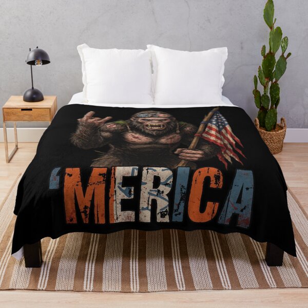 Item preview, 'Merica Bigfoot Muscular Rock On Design v16 designed and sold by DarylWelsh2024.