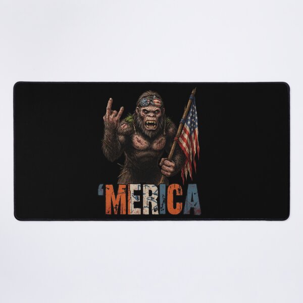Item preview, 'Merica Bigfoot Muscular Rock On Design v16 designed and sold by DarylWelsh2024.
