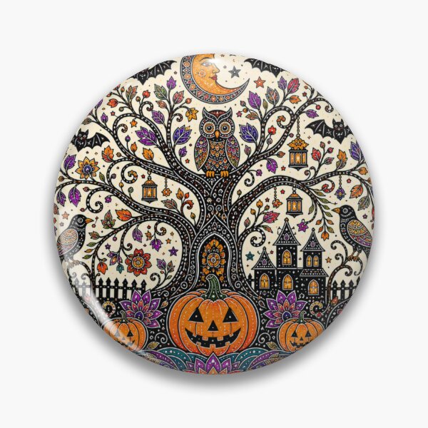 Artikelvorschau, Eine gruselige Halloween-Nacht mit Eulen, Kürbissen und einem leuchtenden Mond entworfen und verkauft von Ink Matrix.