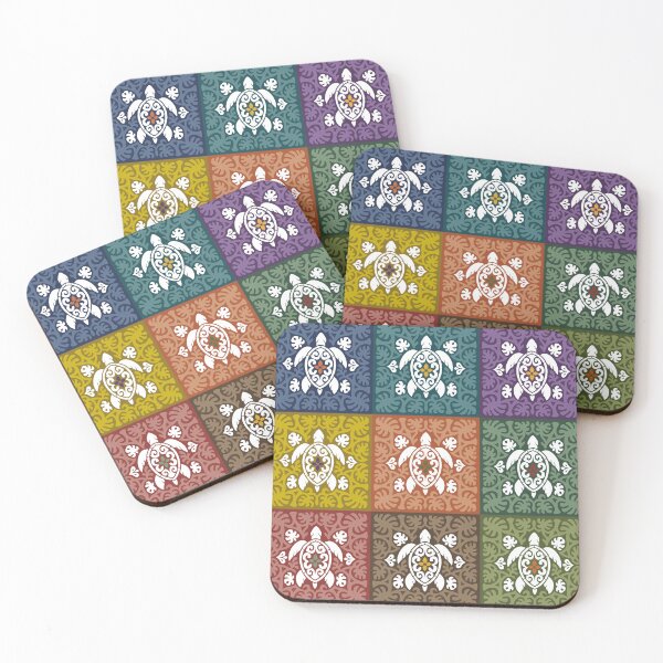 Item preview, Polynesian Honu Sea Turtle Patchwork – Colourful Tifaifai Quilt designed and sold by Tahitifaifai.