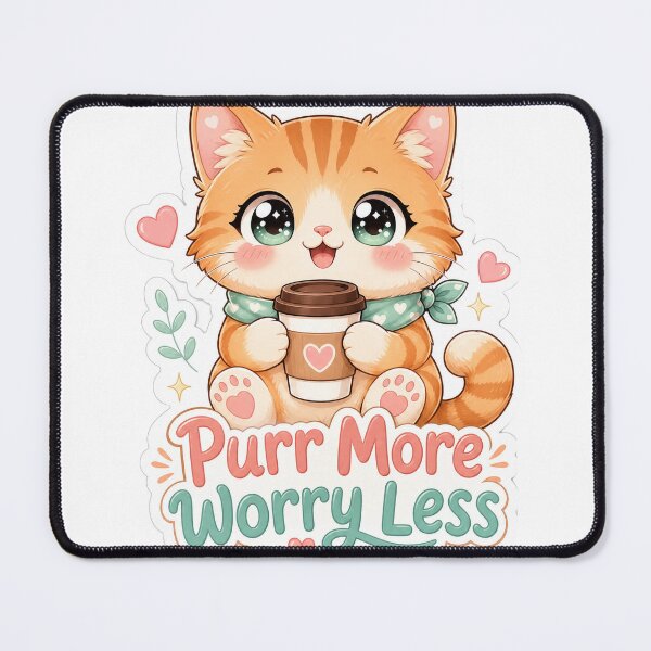 Item preview, Purr More Worry Less Cute Kawaii Cat designed and sold by BoosterShop.
