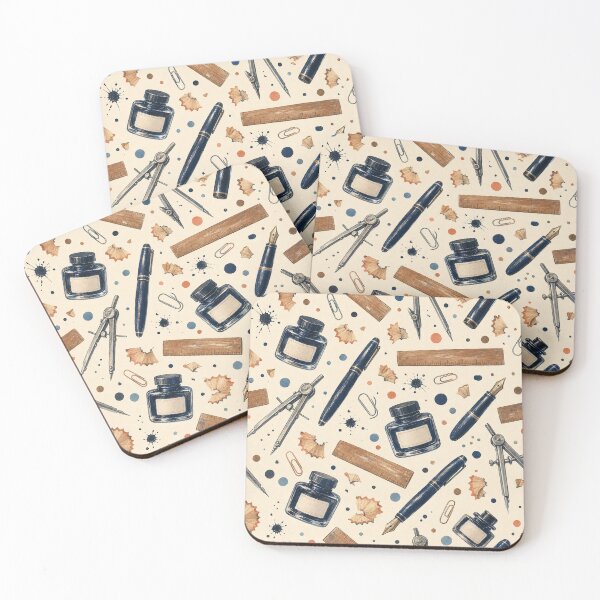 Item preview, Gouache Drafting Tools Tossed Pattern designed and sold by VerdantStudio.