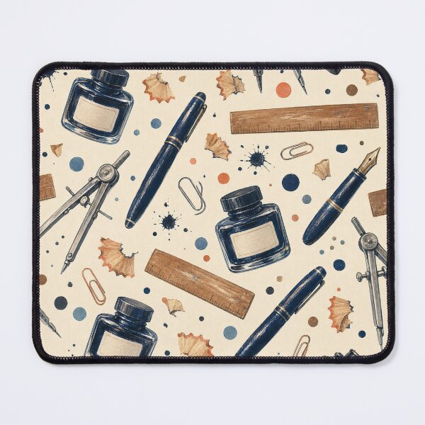 Item preview, Gouache Drafting Tools Tossed Pattern designed and sold by VerdantStudio.