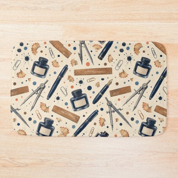Item preview, Gouache Drafting Tools Tossed Pattern designed and sold by VerdantStudio.