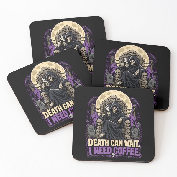 Item preview, Grim Reaper Coffee Break Heavy Metal Funny Horror Shirt designed and sold by Tong4130.