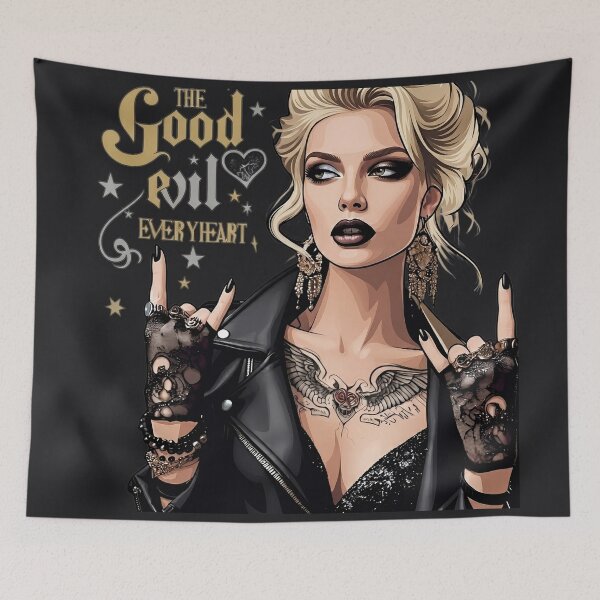Item preview, Blonde Rocker Woman Horns Tattoo designed and sold by Voodoo Store Paranormal Collections.