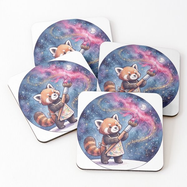 Item preview, Cute Cosmic Artist Red Panda | Kawaii Galaxy Painter Animal | Fantasy Nursery Decor | Creative Gift designed and sold by Cosmic Doodle Co..