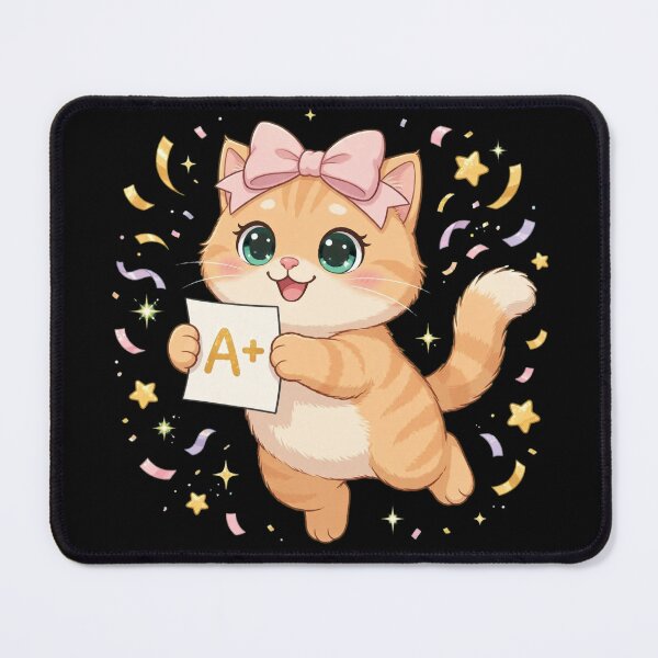 Item preview, Cute Cat Holding A Plus Grade Celebration designed and sold by Luna's World - Moody Vibes Studio.