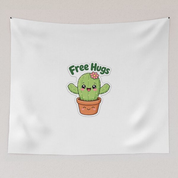 Item preview, Free Hugs Cute Cactus in a Pot Kawaii designed and sold by BoosterShop.